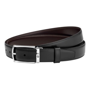 Thắt Lưng Da Montblanc Rectangular Rounded Shiny Palladium - Coated Pin Buckle Belt 123889