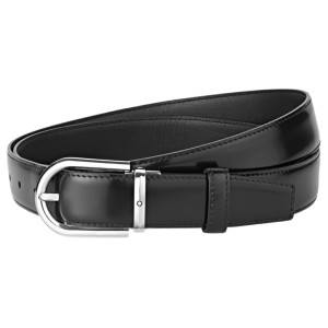 THẮT LƯNG MONTBLANC HORSESHOE BUCKLE BLACK LEATHER BELT 126012 3x120CM