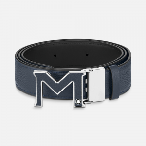 Thắt Lưng Montblanc M buckle Black/Blue 35mm Dây 2 Mặt 129449