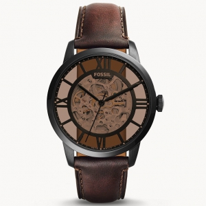 Đồng Hồ Fossil Nam  Townsman Automatic Dark Brown Leather Watch ME3098 44mm