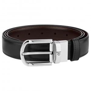 Thắt Lưng MONTBLANC Horseshoe Buckle Black/Brown 30mm Reversible Leather Belt 111080