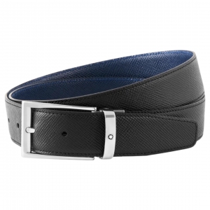 THẮT LƯNG MONTBLANC BLACK/BLUE REVERSIBLE LEATHER BELT 118438 3.5x120CM